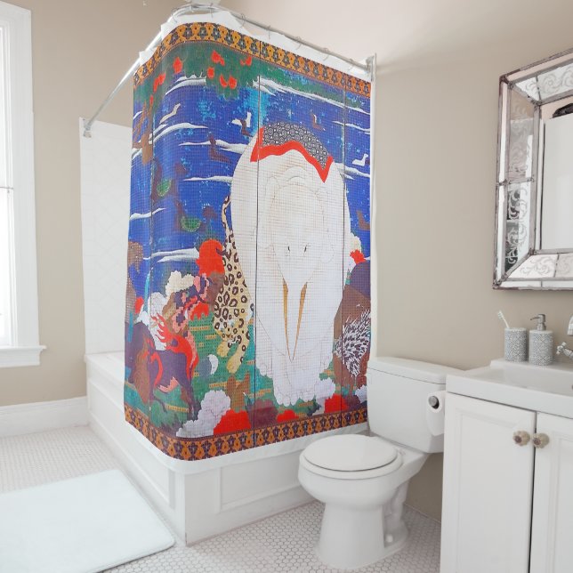 Birds, Animals, and Flowering Plants(Right)Jakuchu Shower Curtain (In Situ)