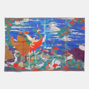 Birds, Animals, & Flowering Plants (Left) Jakuchū Tea Towel
