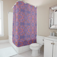 Birds Arabesque Oriental Bohemian Boho Blue Orange