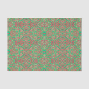 Birds Arabesque Oriental Bohemian Boho Red Green Tissue Paper