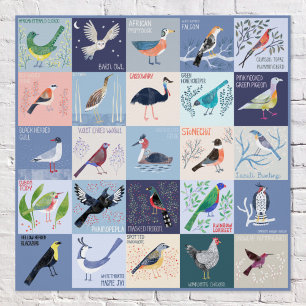 Birds Around the World Watercolor Art Poster