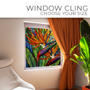Birds at Sunrise Stained glass art Window Cling
