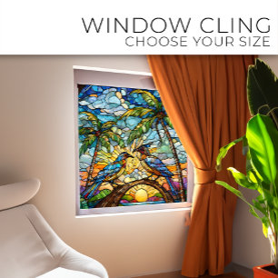 Birds at Sunrise Stained glass art Window Cling