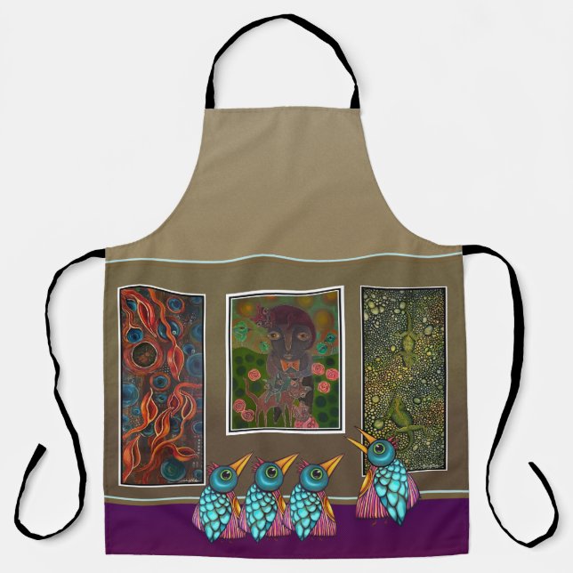 Birds At the Gallery All-Over Print Apron (Front)