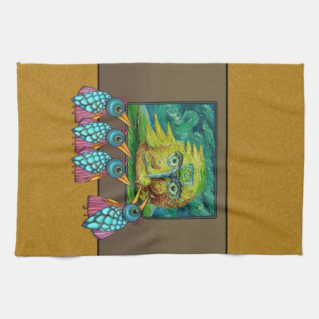 Birds At the Gallery Tea Towel (Horizontal)