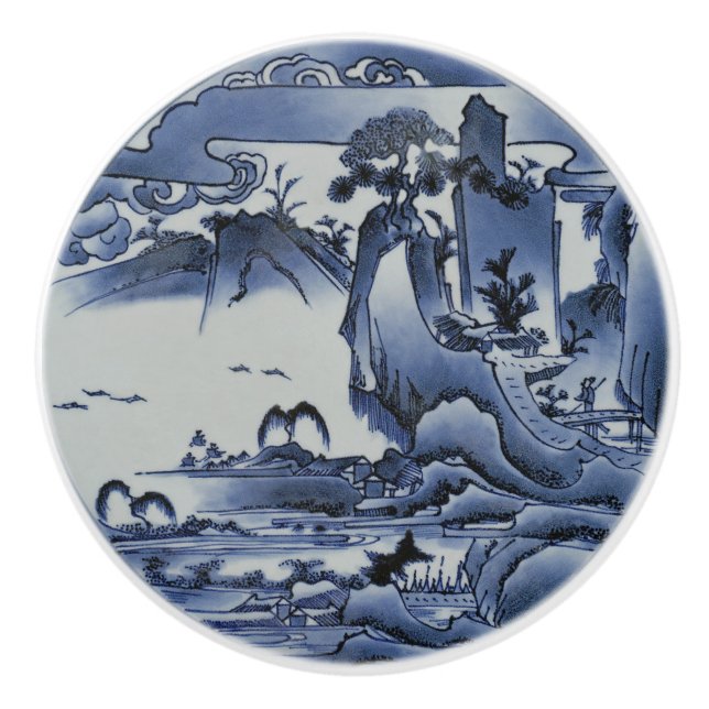 Birds At Waterfront ~ Large Mountain ~ Ceramic Knob (Front)