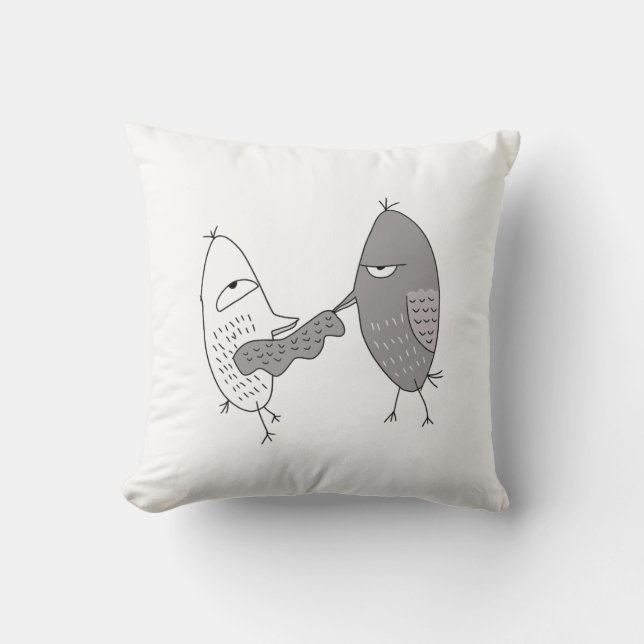 birds autumn tease funny friends cute mates cushion (Front)