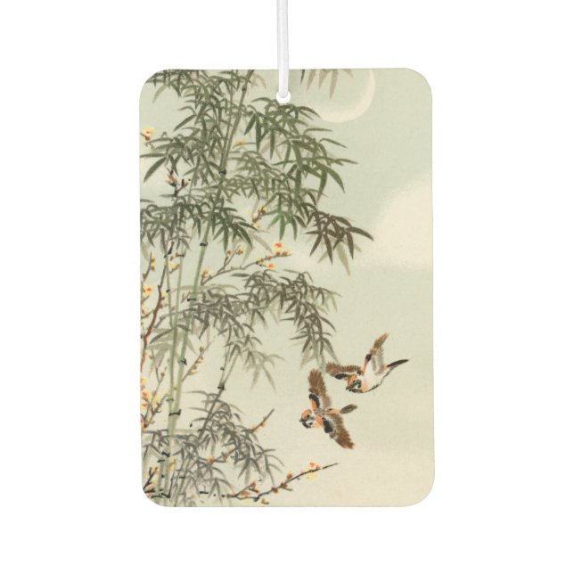 Birds Bamboo Asian Japanese Vintage Car Air Freshener (Front)
