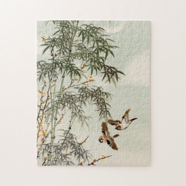 Birds Bamboo Asian Japanese Vintage Jigsaw Puzzle (Vertical)
