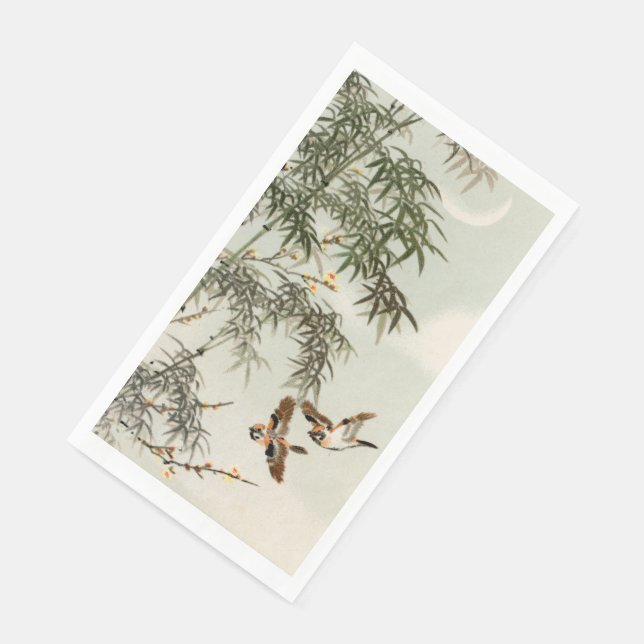 Birds Bamboo Asian Japanese Vintage Napkin (Corner)