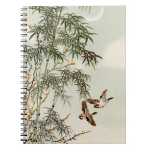 Birds Bamboo Asian Japanese Vintage Notebook