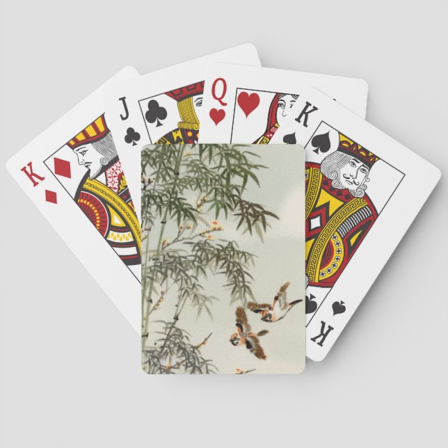 Birds Bamboo Asian Japanese Vintage Playing Cards (Back)