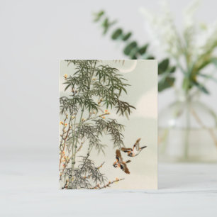 Birds Bamboo Asian Japanese Vintage Postcard
