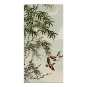 Birds Bamboo Asian Japanese Vintage Poster
