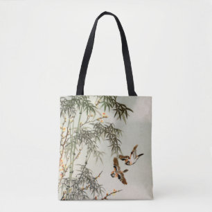 Birds Bamboo Asian Japanese Vintage Tote Bag