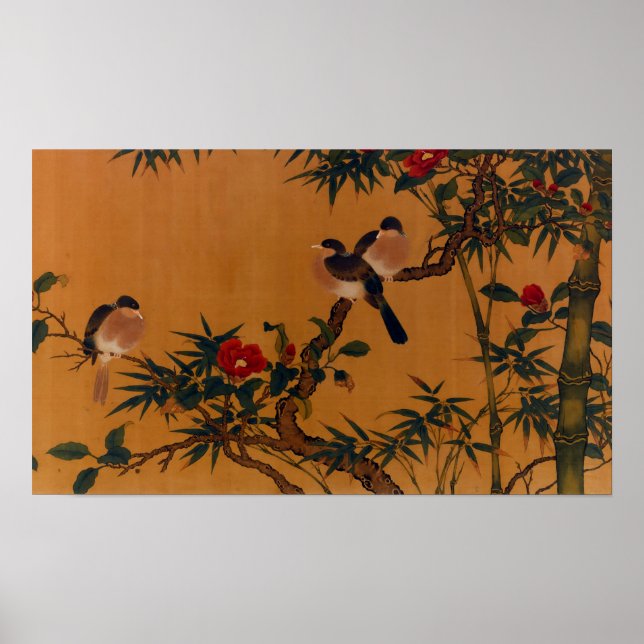 Birds, Bamboo, & Camellias Japanese Art 1644-1911 Poster (Front)