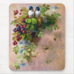 Birds Bees and Berries Fine Art Mouse Mat