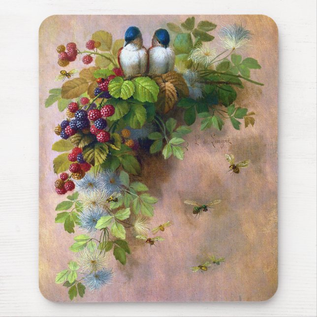 Birds Bees and Berries Fine Art Mouse Mat (Front)