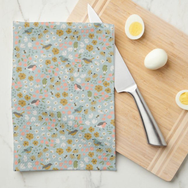 Birds Bees and Blossoms Kitchen Towels (Quarter Fold)