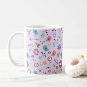 Birds, Bees, and Butterflies Floral Coffee Mug