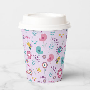 Birds, Bees, and Butterflies Floral Paper Cups