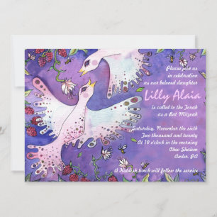 Birds & Bees Bat Mitzvah Invitation Invite