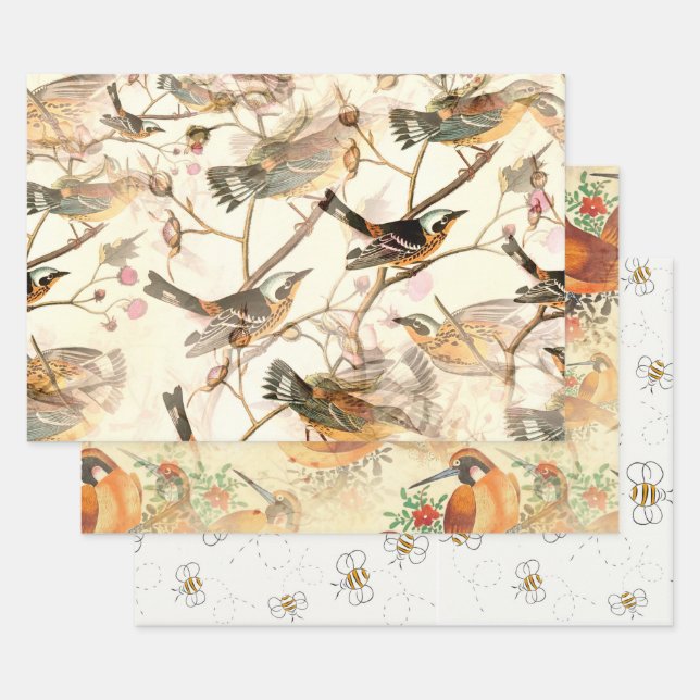 Birds & Bees Wrapping Paper Sheet (Set)