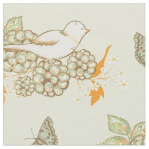 Birds Berries and Butterflies Fabric 2