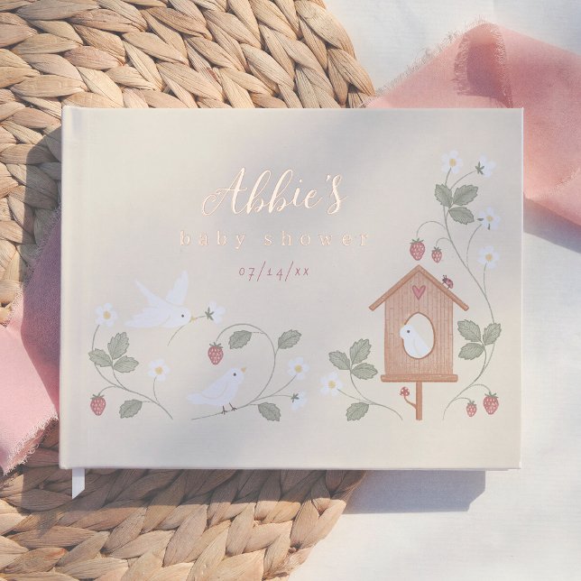 Birds & Berries Nesting Party Girl Baby Shower Guest Book (Creator Uploaded)