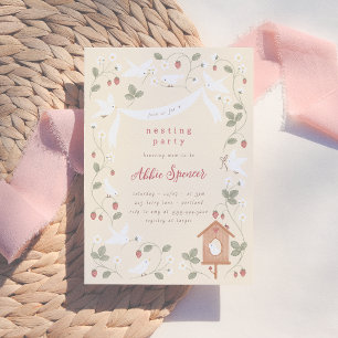 Birds & Berries Nesting Party Girl Baby Shower Invitation