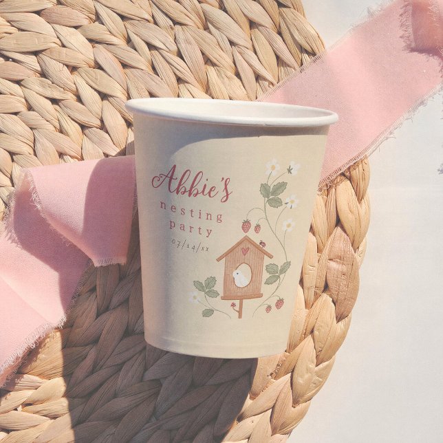 Birds & Berries Nesting Party Girl Baby Shower Paper Cups (Creator Uploaded)
