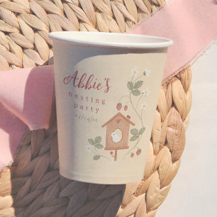 Birds & Berries Nesting Party Girl Baby Shower Paper Cups
