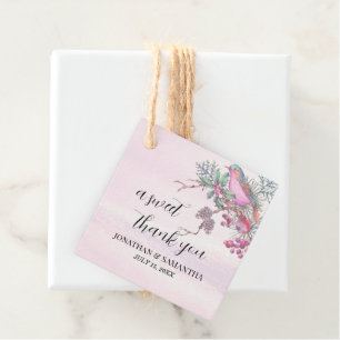 Birds & Berries Pinecone Watercolor Winter Wedding Favour Tags