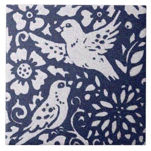 Birds Blue Grey Granite Stone Woodland Animal Art Tile