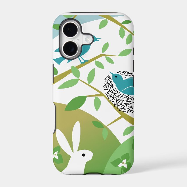 Birds & Bunny Spring iPhone Case (Back)