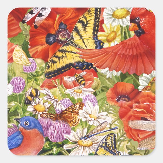 Birds, Butterflies and Bees Sticker (Front)