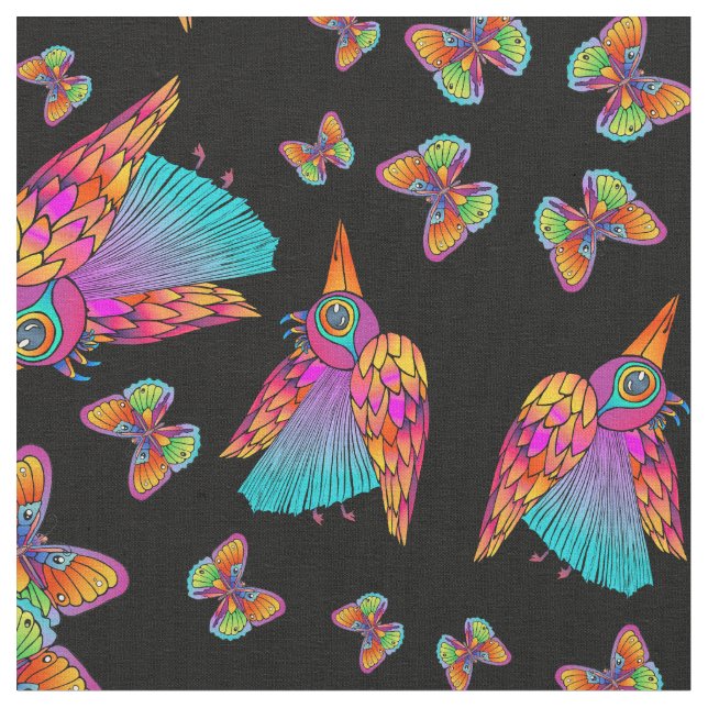 Birds & Butterflies Fabric (Close Up)