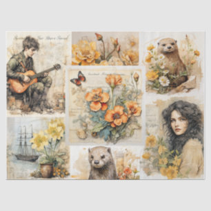 Birds, Butterflies & Floral Collage Tissue Paper