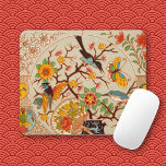 Birds & Butterflies Mousepad<br><div class="desc">Brightly colored birds and butterflies decorate this Asian themed design. It is a cloisonne pattern that originated from the late nineteenth century. The design shows a red,  gold,  blue and green color scheme complimenting the Dragons and Gargoyles collection,  also from Decora.tif Collections.</div>