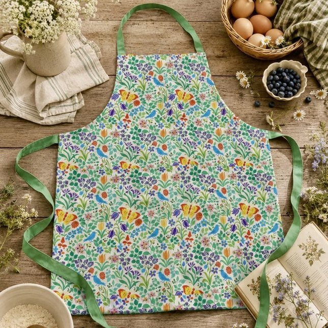 Birds, Butterflies & Wildflowers Pattern Apron (Creator Uploaded)