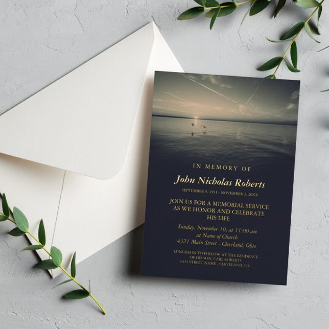 Birds by Ocean Sunrise Memorial Service Gold (Creator Uploaded)