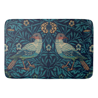 "Birds" by William Morris Blue Pattern  Bath Mat