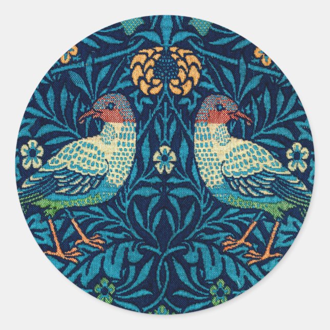 Birds by William Morris  Classic Round Sticker (Front)