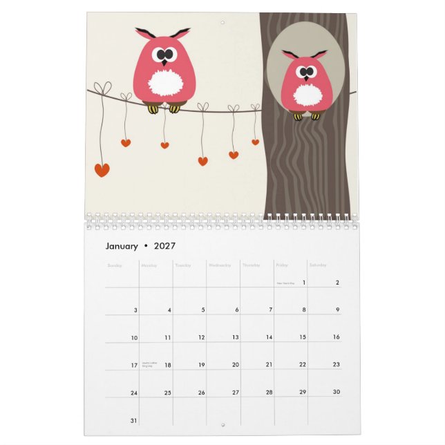 Birds Calendar (Jan 2027)