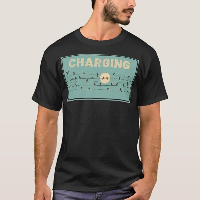 Birds Charging on Powerlines T-Shirt (Front)