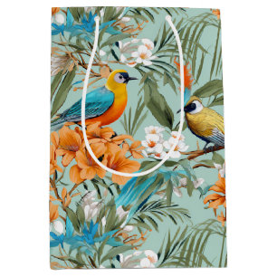 Birds Chinoiserie Mint Orange Medium Gift Bag