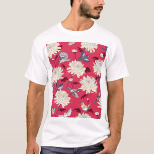Birds & Chrysanthemums: Floral Vintage T-Shirt
