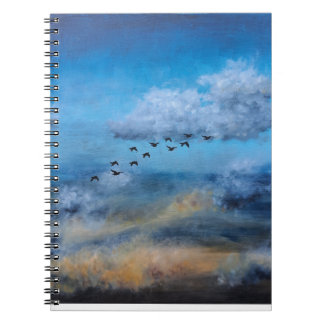 Birds Clouds Autumn Sky Ornithologist Nature Chang Notebook