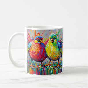 Birds colourful art abstract fat giant cute funny  coffee mug