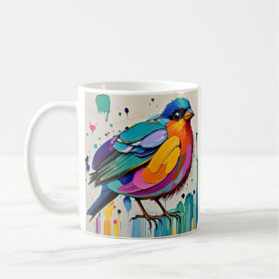 Birds colourful art abstract fat giant cute funny  coffee mug